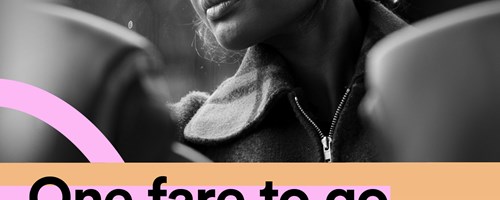 Woman listening to music on bus